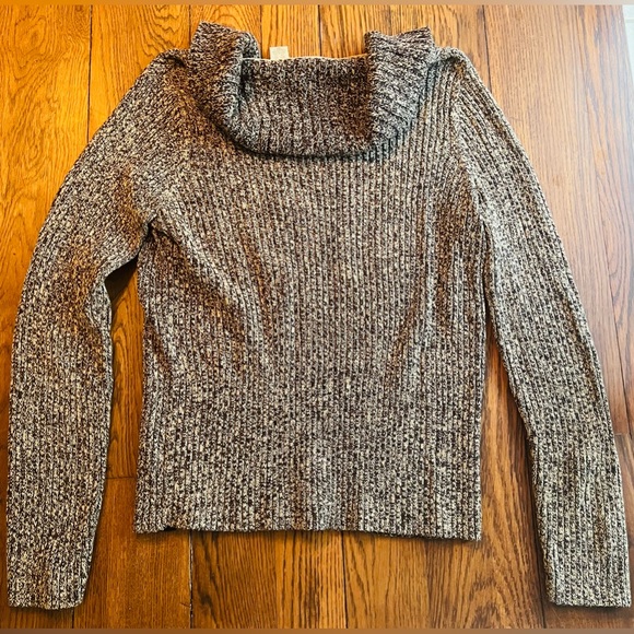 DKNY Jeans Women’s Brown Long Sleeve Quarter Zip Fitted Pullover Sweater Sz XL - Picture 6 of 6